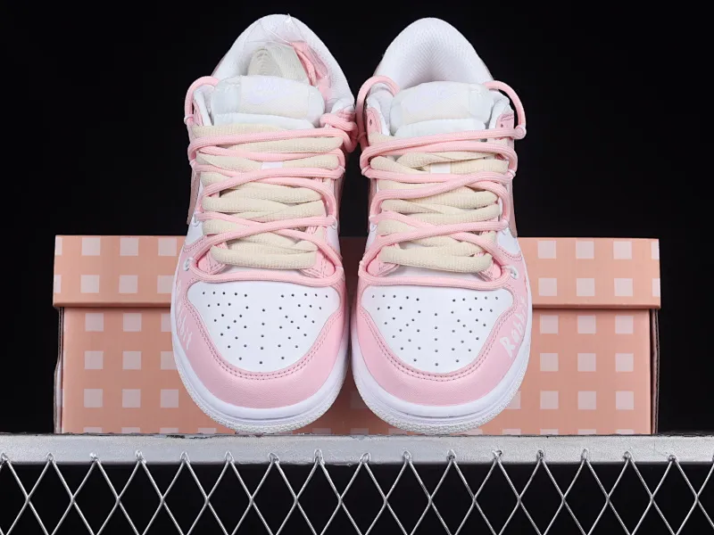 All categories Nk SB Dunk series Nk SB Dunk Low low-top sneakers Nk Dunk Low Year of the Rabbit limited edition Cute girly pink customized version of deconstructed strap casual sneakers DH9765-100